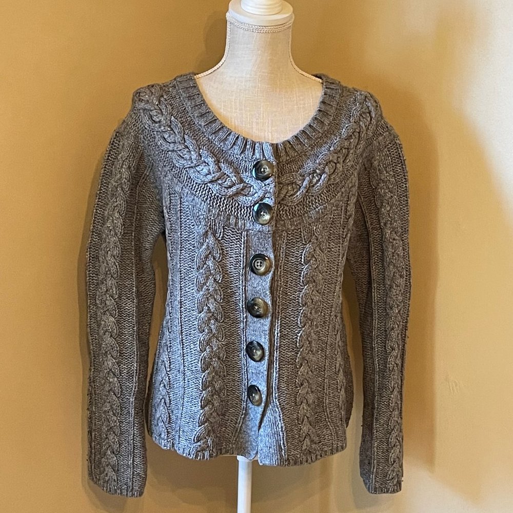 ✨HP✨ Old Navy Wide-neck Cabled Button-up Sweater - Grey